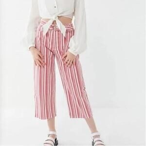 Urban Outfitters BDG Austen Striped Belted Wide Leg Cropped Jeans